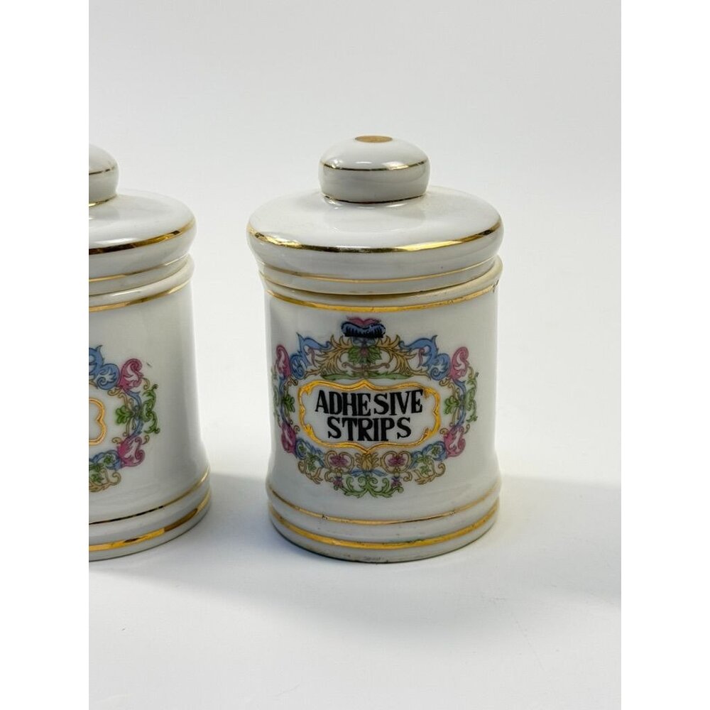 Apothecary Jars Paris France Style Porcelain Hand Painted Gold Trim Made Japan - Picture 12 of 16